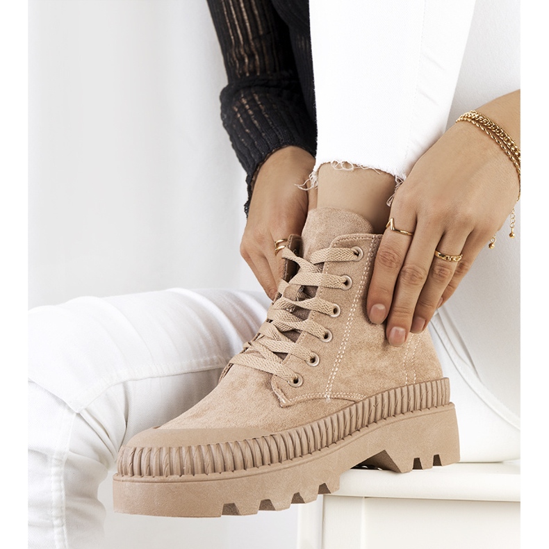 Devost smeđe tenisice od eko antilop kože bež 1