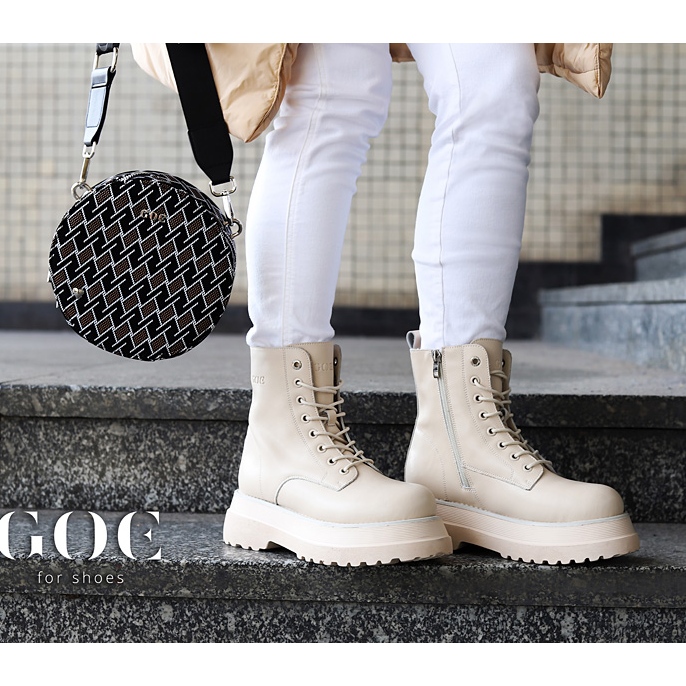 Kožne čizme na platformi izolirane bež Goe KK2N4066 1