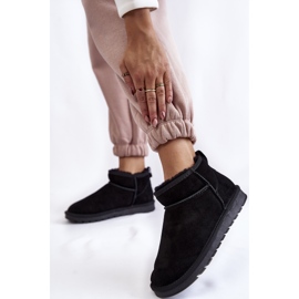 Ženske niske čizme za snijeg od brušene kože, crne boje Shelie crno 2