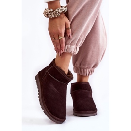 Ženske niske čizme za snijeg od brušene kože smeđe Shelie smeđa 1