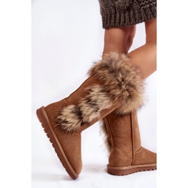 FS1 Ženske tople čizme za snijeg od brušene kože Camel Balvin smeđa raznobojna 4
