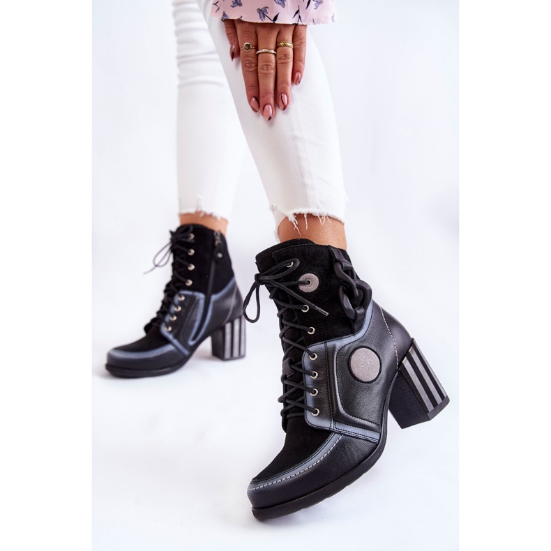 Ženske kožne čizme Maciejka 05599-01 Crne crno raznobojna 2