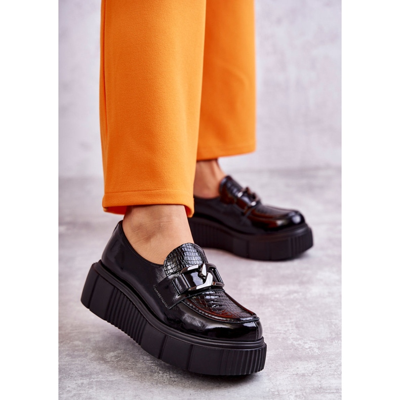 PL5 Moderne kožne cipele na Black Marsol platformi crno 1