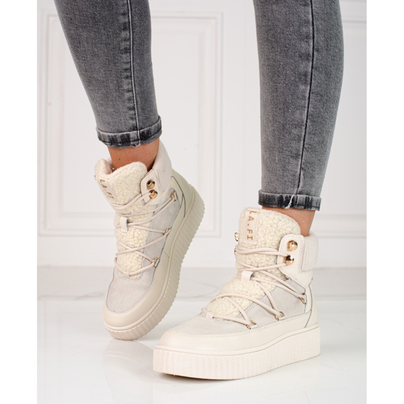 Ženske bijele kožne čizme Shelovet na platformu bijela 1