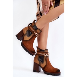 Ženske kožne čizme Maciejka 05781-29 Crvene bež smeđa 2