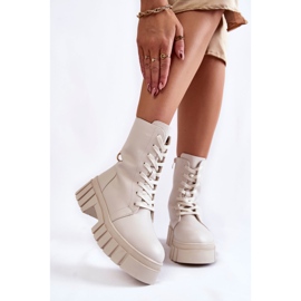 Sergio Leone Kožne, izolirane čizme na svijetlo bež Telisa platformi 1