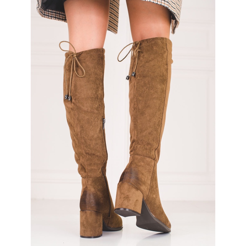 Elegantne ženske čizme Shelovet od ekološkog antilopa smeđa 1