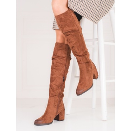 Ženske Shelovet smeđe čizme od brušene kože smeđa 1