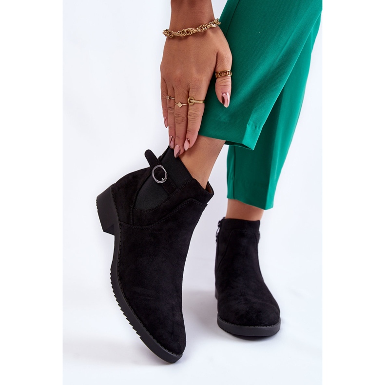 PJ1 Ženske tople čizme od brušene kože Jodhpur Black Janette crna 1