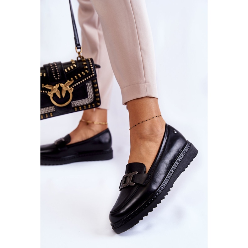 Vinceza Kožne mokasine na crnoj Abisso platformi crna 2