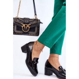 Vinceza Kožne cipele na stupu s crnim Semila ornamentom crna 2