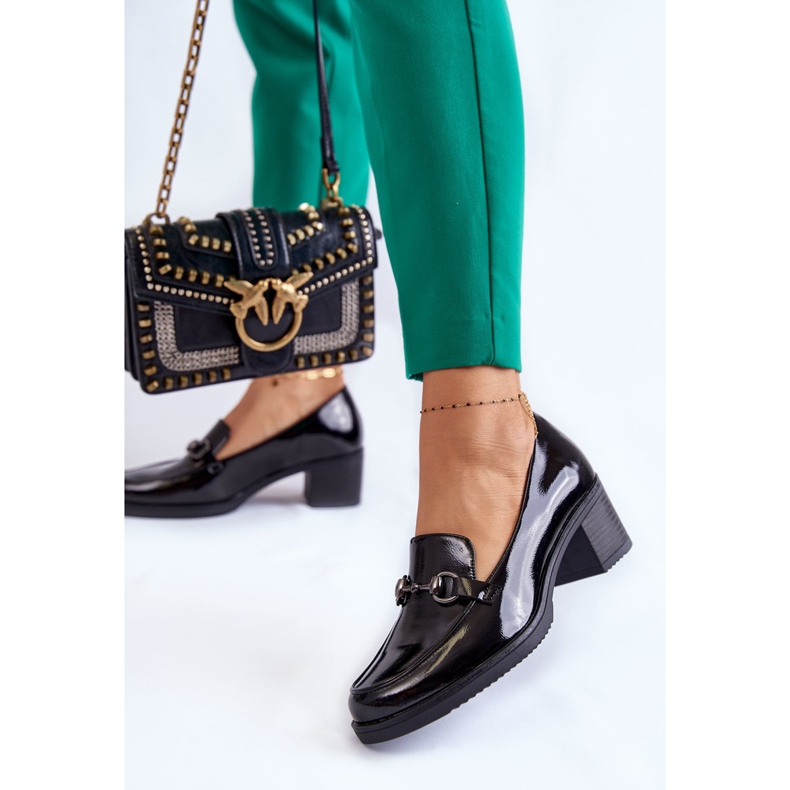 Vinceza Kožne cipele na stupu s crnim Semila ornamentom crna 1