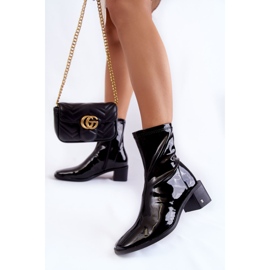 Vinceza Ženske lakirane čizme na petu Black Space crna 2