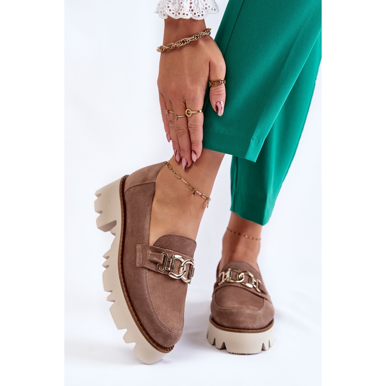 Smeđe cipele od brušene kože s ukrasom Laura Messi smeđa 1