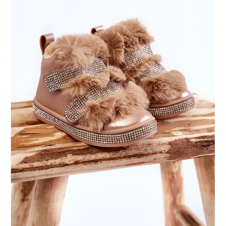 Dječje kožne tople čizme za snijeg Golden Leela zlatna 1