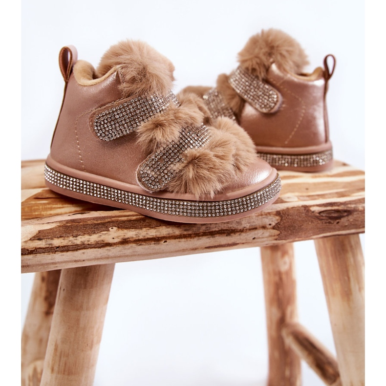 Dječje kožne tople čizme za snijeg Golden Leela zlatna 2