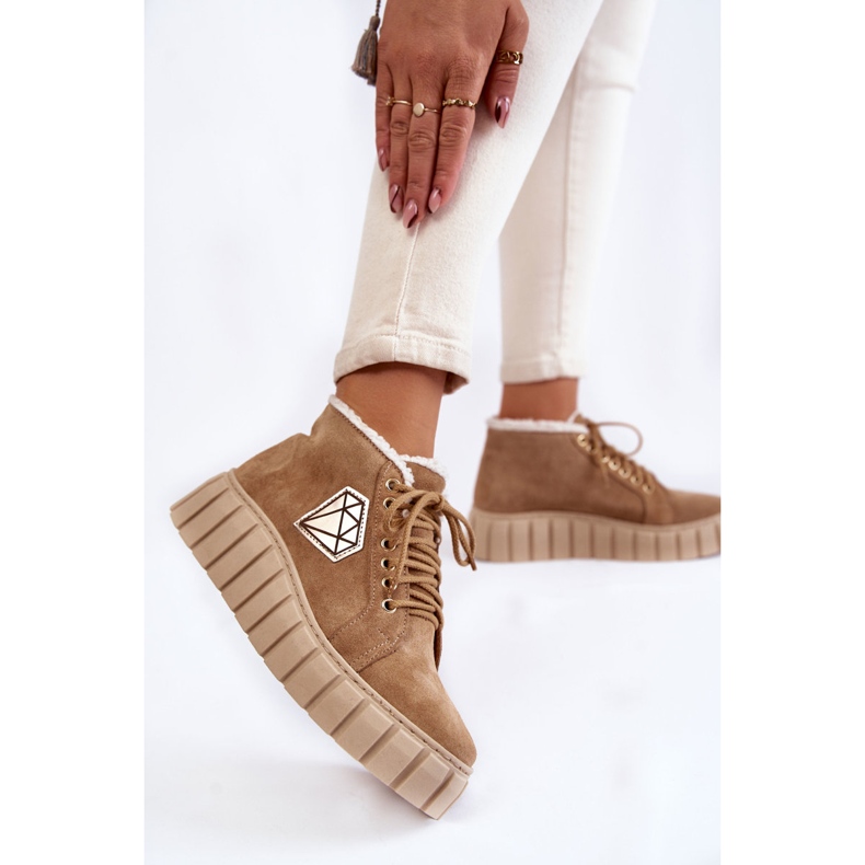 Lewski Shoes Sportske cipele od brušene kože Vezane cipele Lewski 3252 / N bež 2