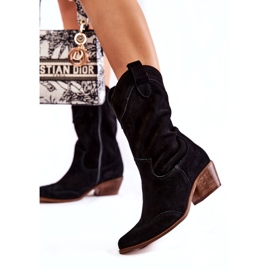 Čizme od brušene kože Kaubojske čizme Lewski Shoes 3198 crne crna 2