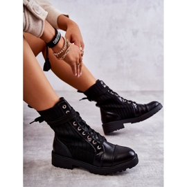 PG1 Ženske čizme s čarapom na vezanje crne Livaro crno 3