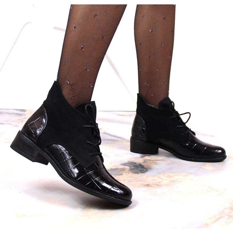 Čizme na vezanje Jezzi W JEZ299C crna 2