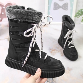 Crne cipele Potocki za djevojčice s krznom crno 1