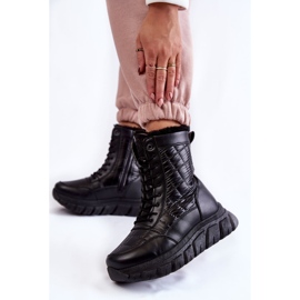 Vinceza Ženske čizme za snijeg na pertlanje i platformu crne Anubi crna 2