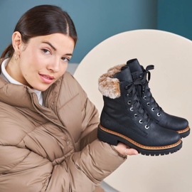 Crne Rieker 72630-00 ženske čizme s krznom crna 1