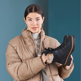 Crne Rieker 72630-00 ženske čizme s krznom crna 2