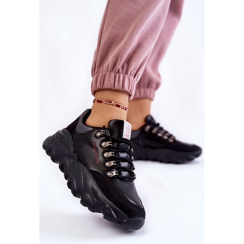 Ženske tenisice na platformu Cross Jeans KK2R4073C crne crno 2