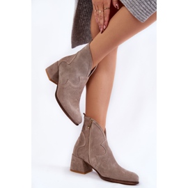 PA2 Čizme na visoku petu od brušene kože bež Resso 2