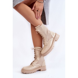 PA1 Kožne čarape Čizme na vezanje Svijetlo bež Riston 2
