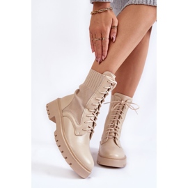 PA1 Kožne čarape Čizme na vezanje Svijetlo bež Riston 1
