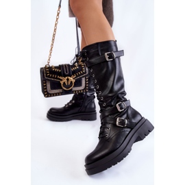 PA1 Ženske duge čizme s patentnim zatvaračem u obliku bubrega crne Joelle crno 2