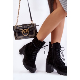 PL5 Ženske čizme od brušene kože na visoku petu crne Rea crno 2