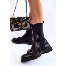 PA1 Ženske natikače s lancem crne Maliya crno 2