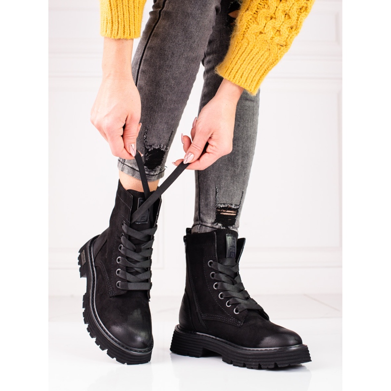 Big Star crne čizme od brušene kože KK274503 crna 1