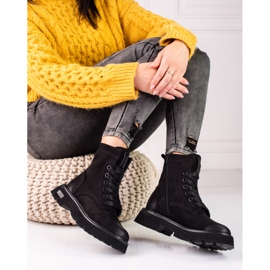 Big Star crne čizme od brušene kože KK274503 crno 2