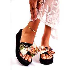 WJ1 Ženske bež Silana pjenaste papuče na klin crno raznobojna 3