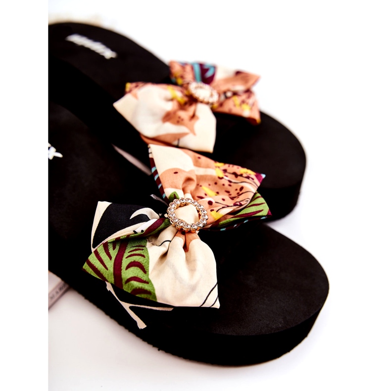 WJ1 Ženske bež Silana pjenaste papuče na klin crno raznobojna 2