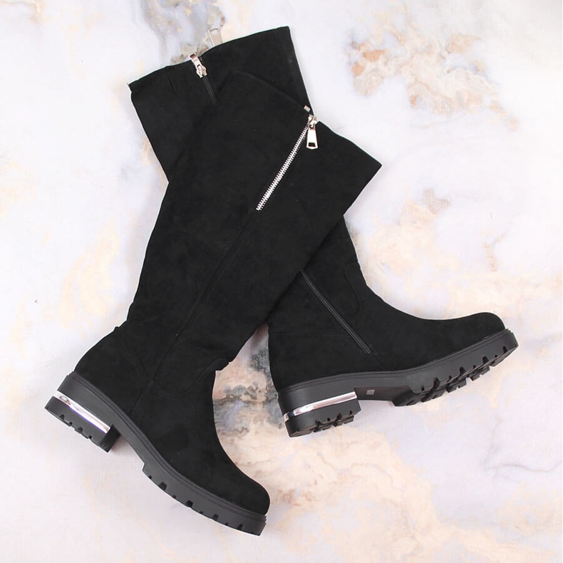 Filippo Ženske čizme od brušene kože s patentnim zatvaračem, crne izolirane Potocki crno 1