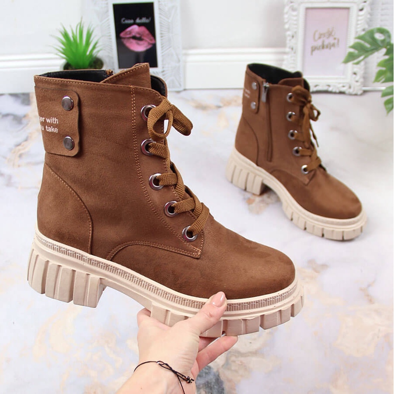 T.Sokolski Ženske radne hlače od antilopa na smeđoj podstavljenoj platformi T.Sokolskog smeđa 1