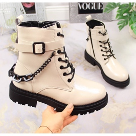 Laura La.Fi Ženske lakirane čizme s lancem, izolirane, bež La.Fi 1