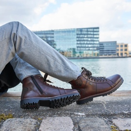 Vodootporne zimske čizme za muškarce izolirane ovčjom vunom Rieker F3602-25 smeđa 2