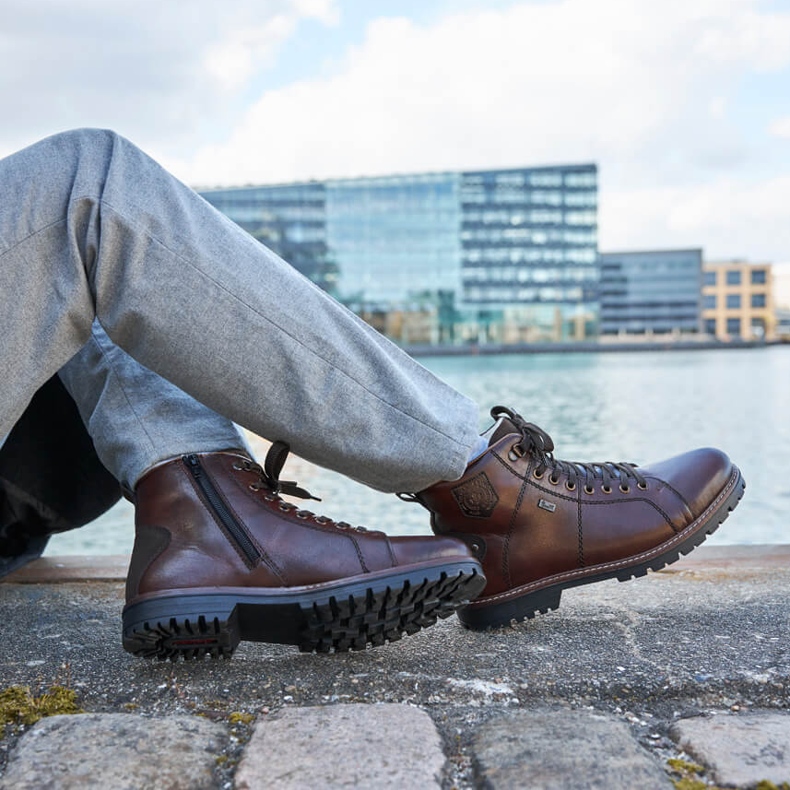 Vodootporne zimske čizme za muškarce izolirane ovčjom vunom Rieker F3602-25 smeđa 2