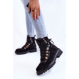 Ženske crne tople čizme na vezanje Jesse crna 2