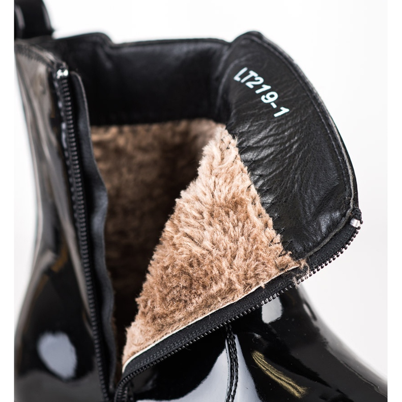 SHELOVET Lakirane čizme s krznom crna 1