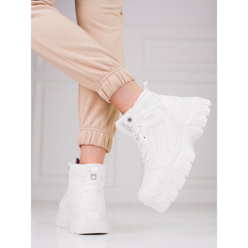 Ženske traperice na platformi Big Star KK274369 bijela 2