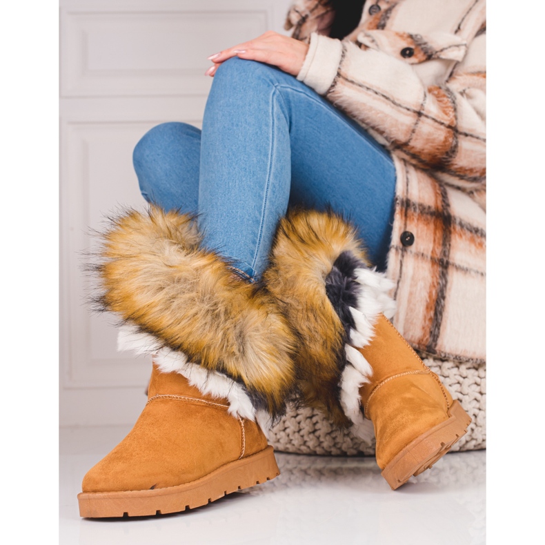 Ženske shelovet sluzi s krznom smeđa 1