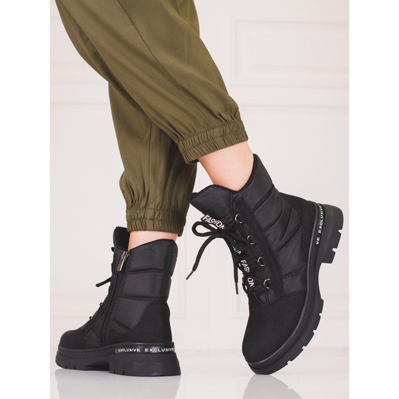 Ženske čizme za snijeg Shelovet na vezanje crna 2