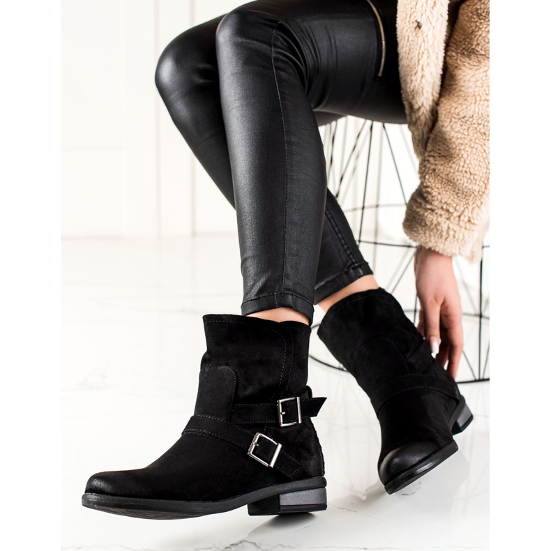 W. Potocki Potocki čizme od brušene kože crno 1